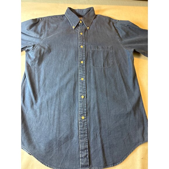 Lands End Mens Denim Button-Down Shirt 15 1/2 Collar Size 34 Sleeve - Picture 2 of 13